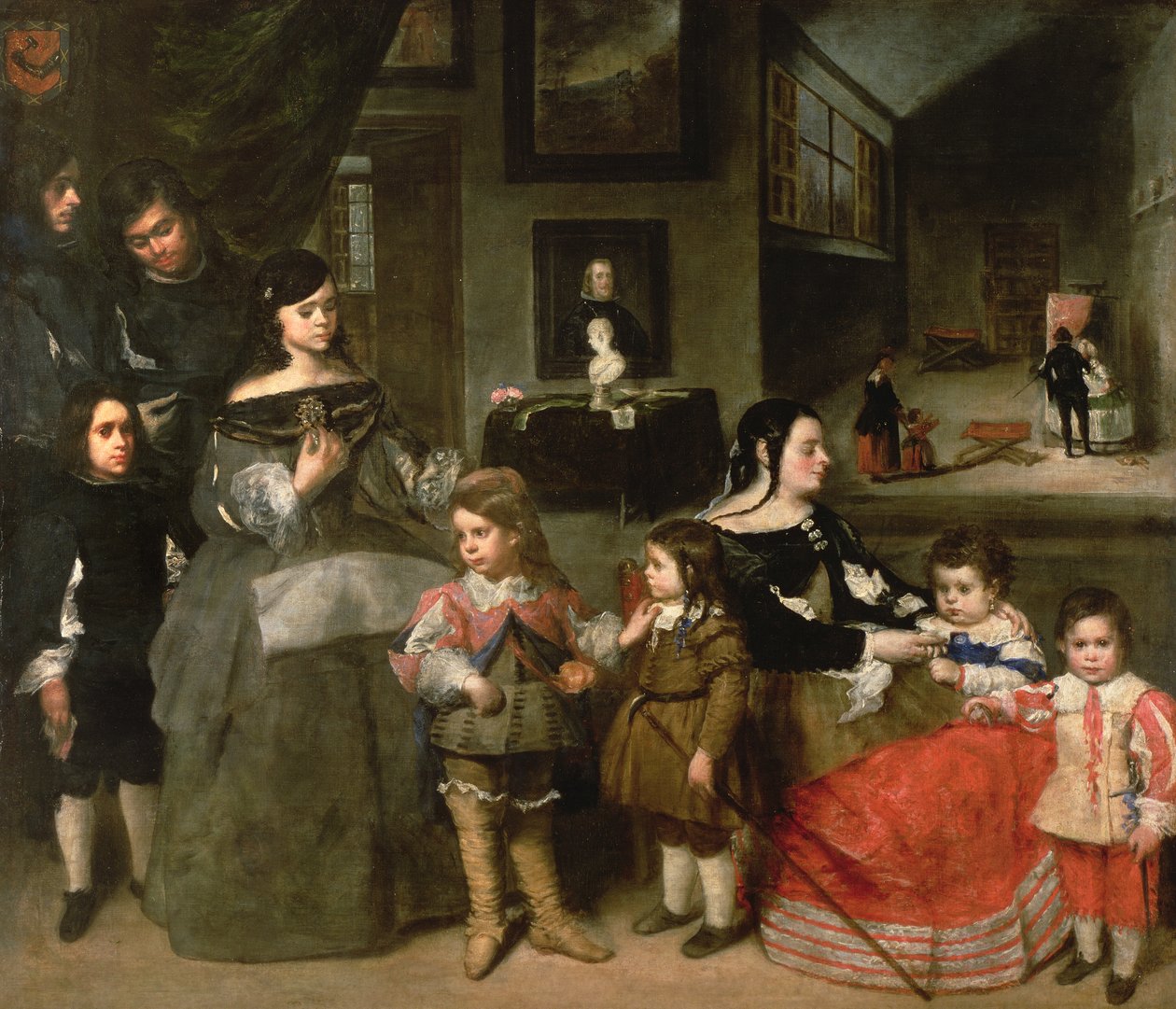 Kunstnerfamilien, til venstre de fire børn fra kunstnerens første ægteskab med Diego Velasquez