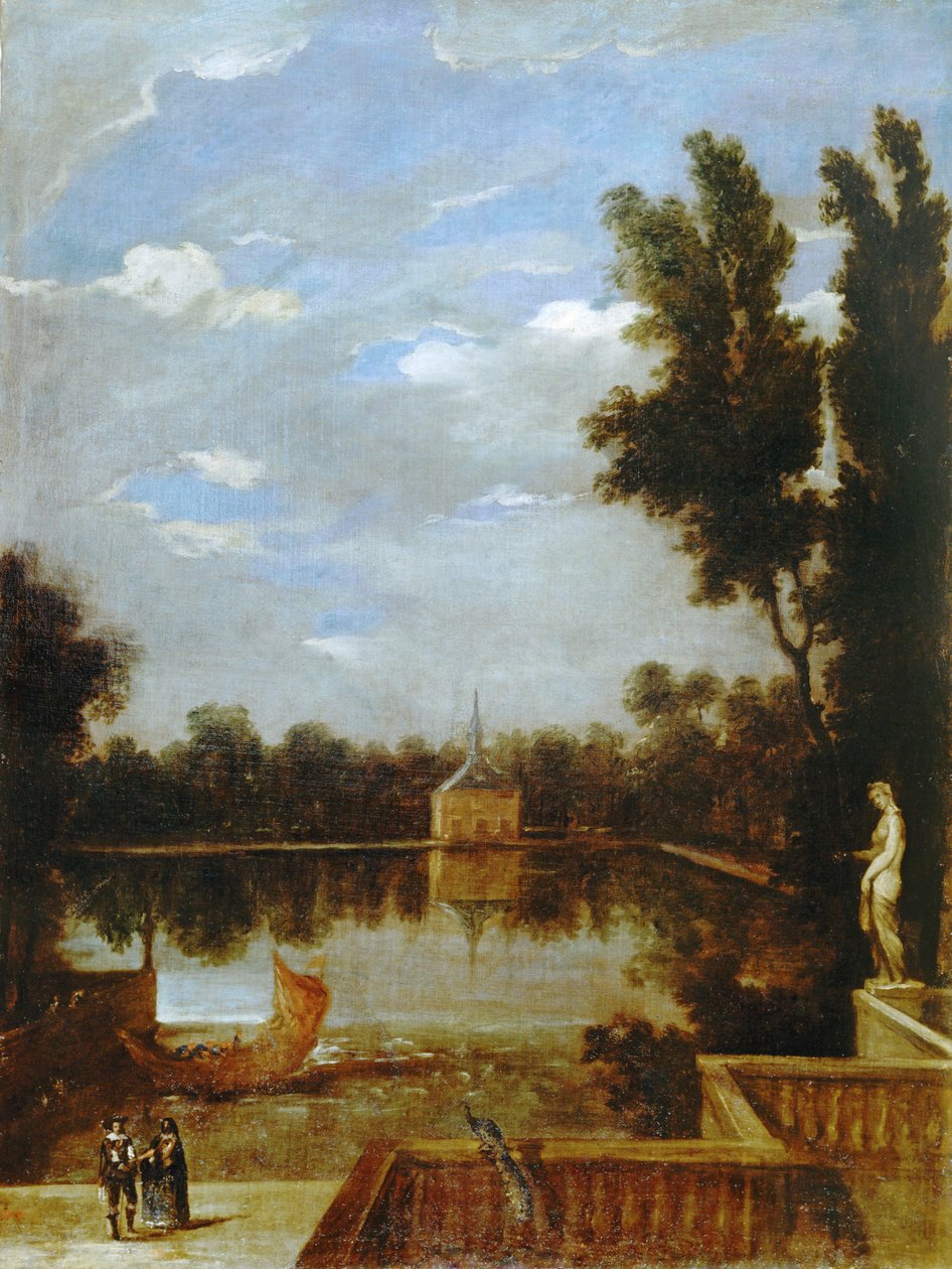 Estanque del Buen Retiro... (maleri på lærred) af Juan Bautista Martinez Del Mazo