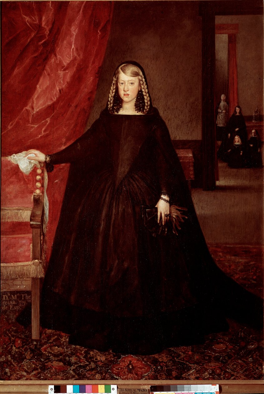 Portræt af Marguerite Therese (Marguerite-Therese) af Østrig (1651-1673) 1600-tallet Madrid Meadow Museum af Juan Bautista Martinez Del Mazo