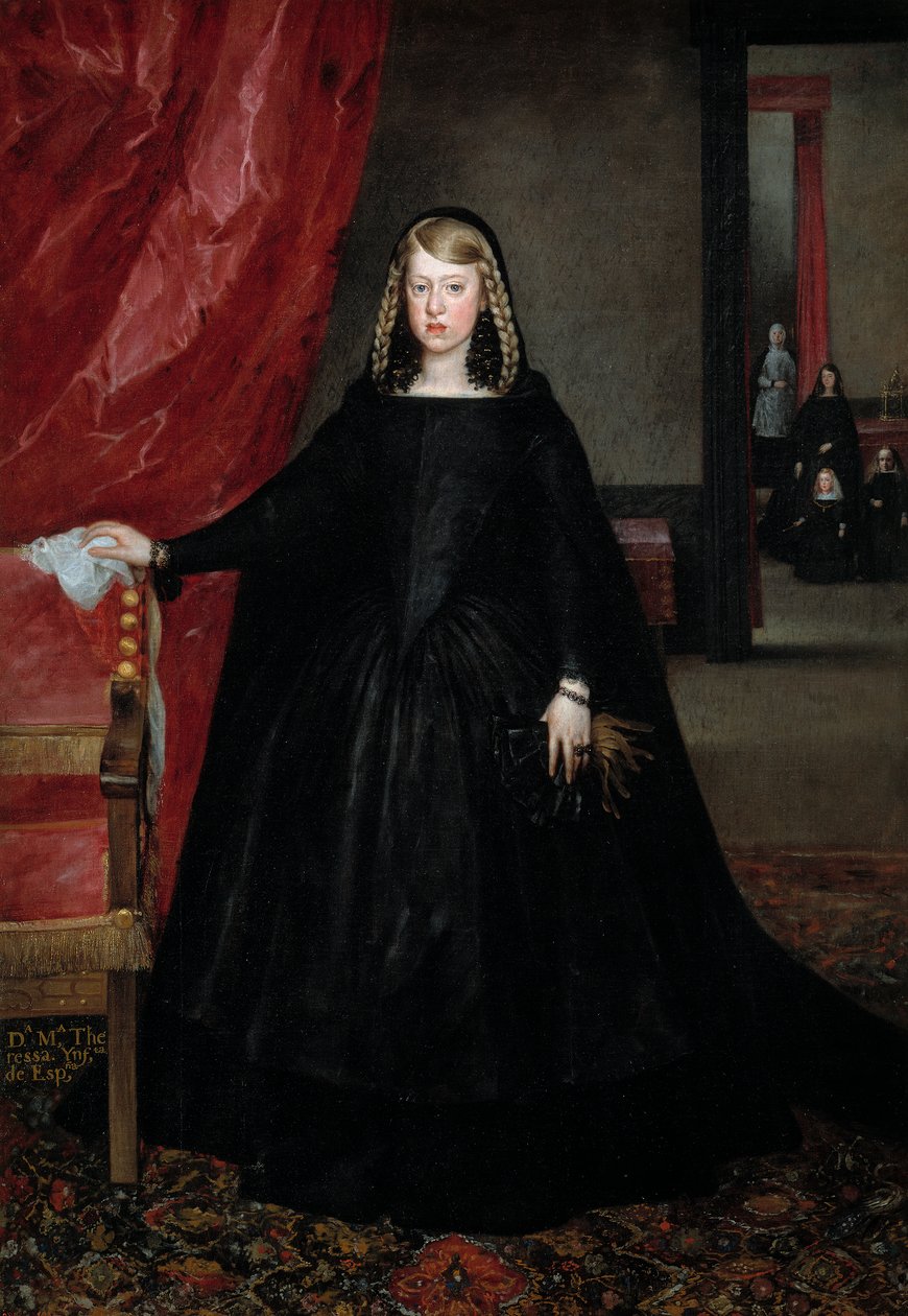 Spansk:  La emperatriz Margarita de Austria Kejserinde Doña Margarita de Austria i sørgedragt af Juan Bautista Martinez Del Mazo