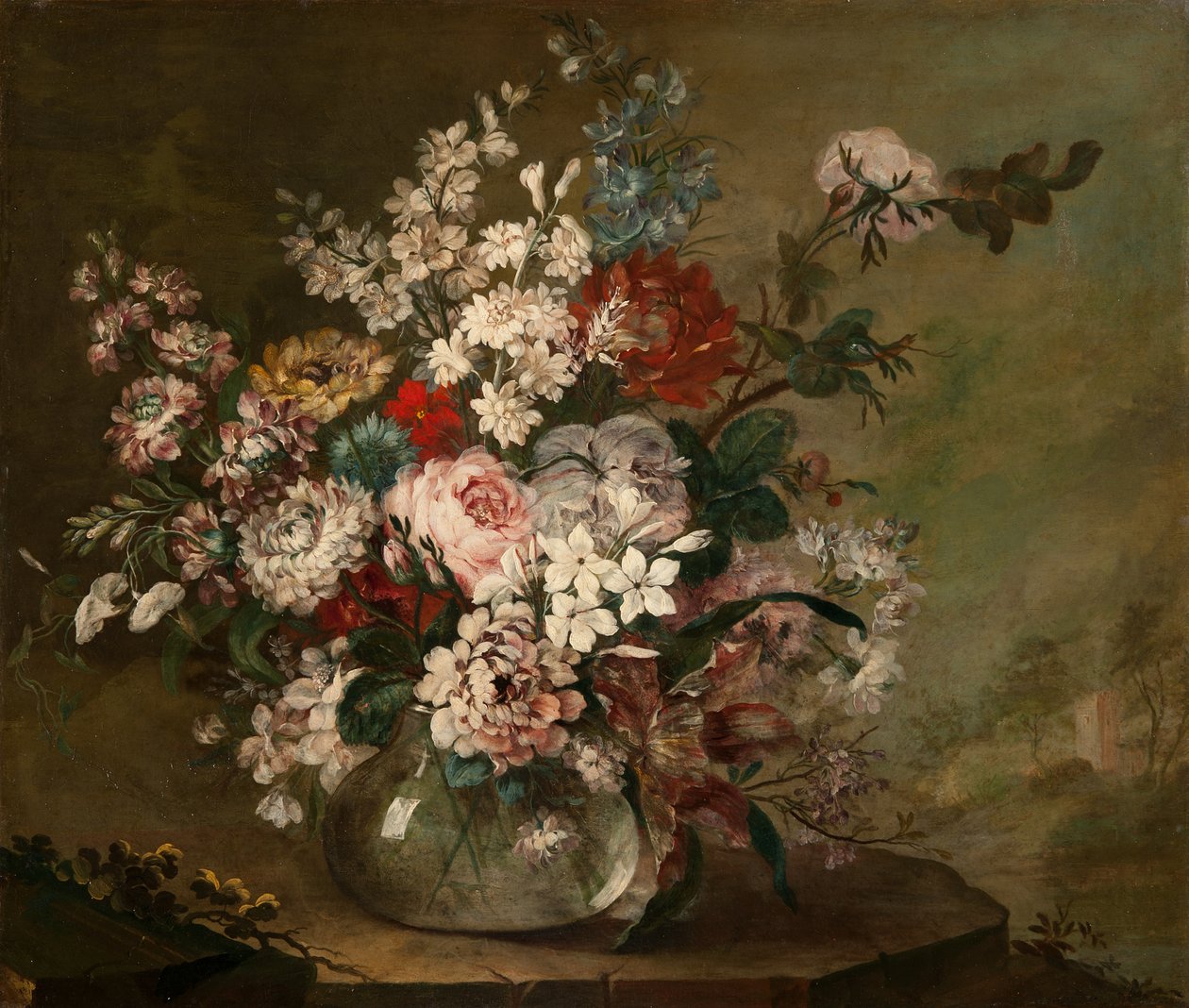 Stilleben med blomster i en vase, ca. 1780-1790 af Juan Bautista Romero
