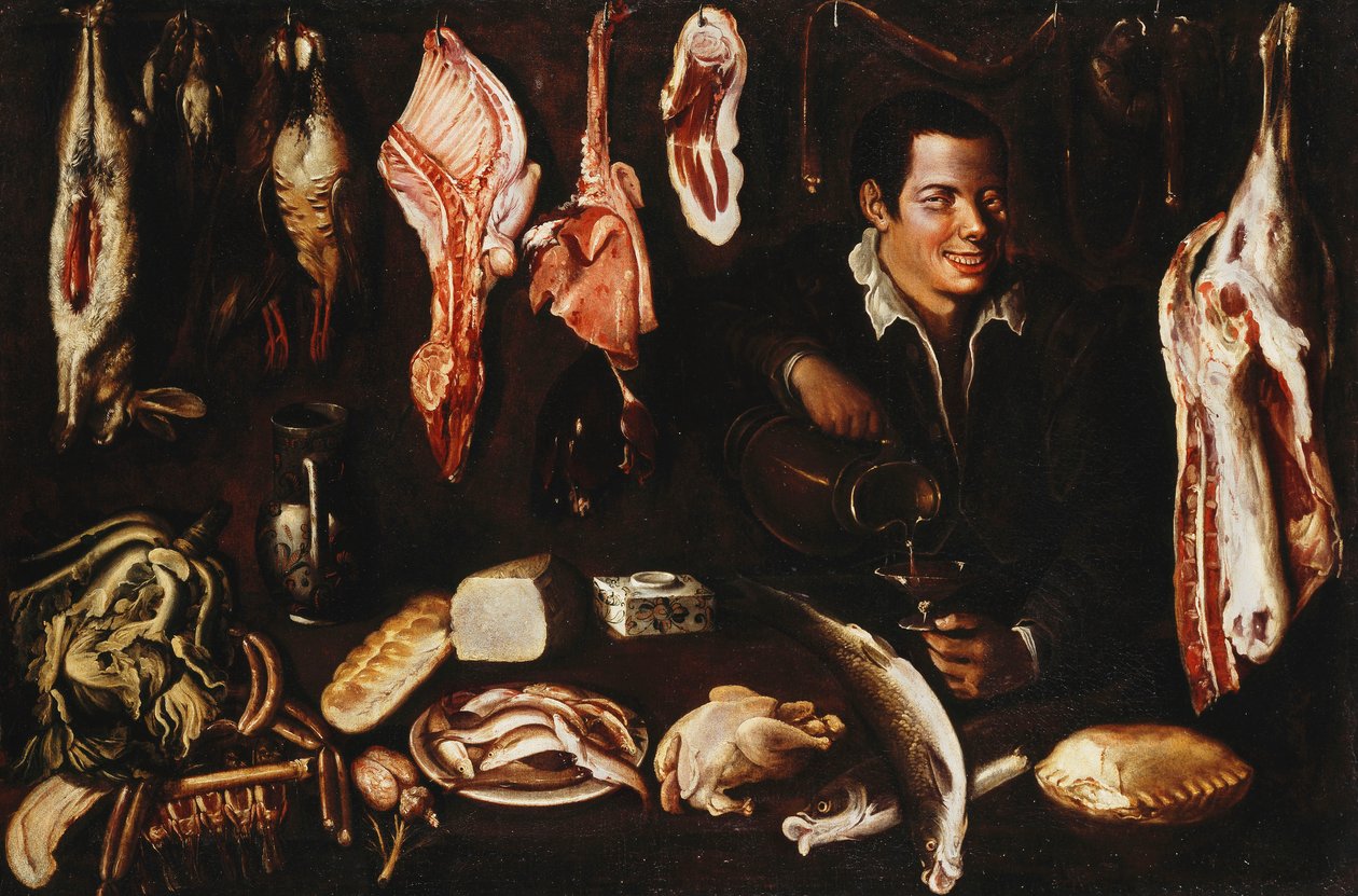 En ungdom, der hælder vin i et spisekammer, 1606 af Juan Esteban