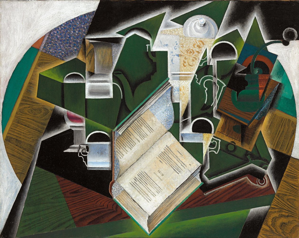 Bog, Pibe og Briller; Bog, pibe og glas, 1915 af Juan Gris