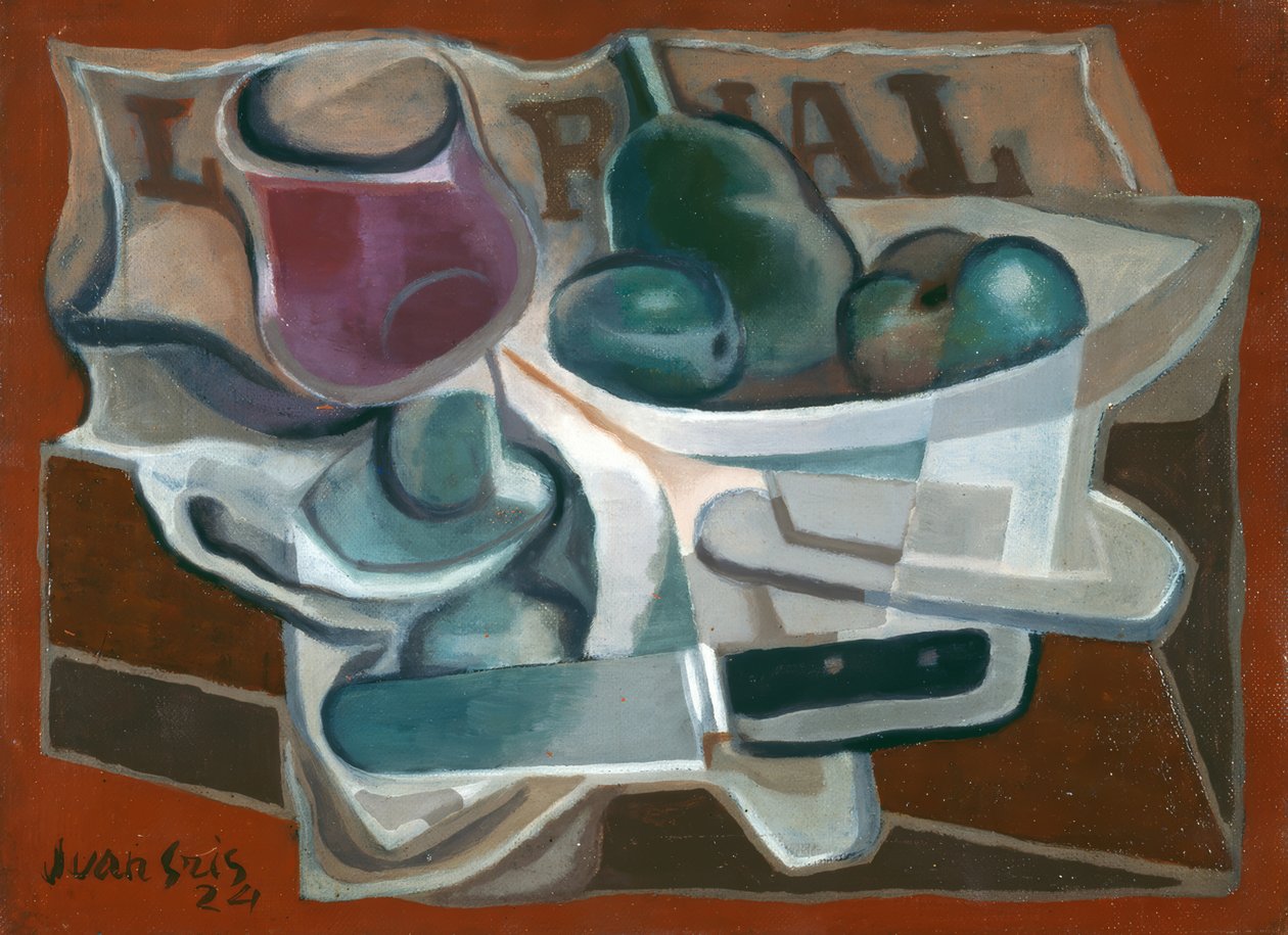 Frugtskål og glas af Juan Gris