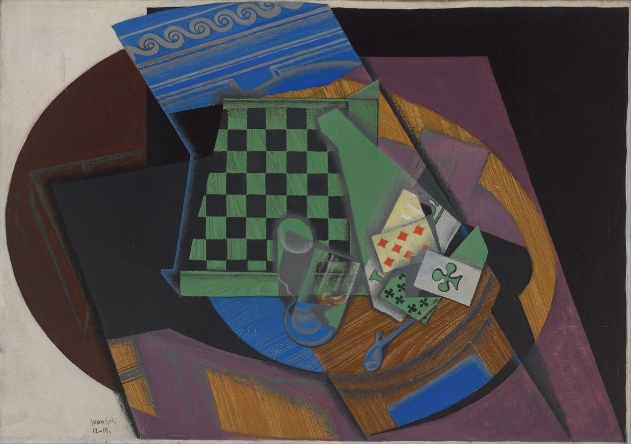 Skakbræt og spillekort af Juan Gris