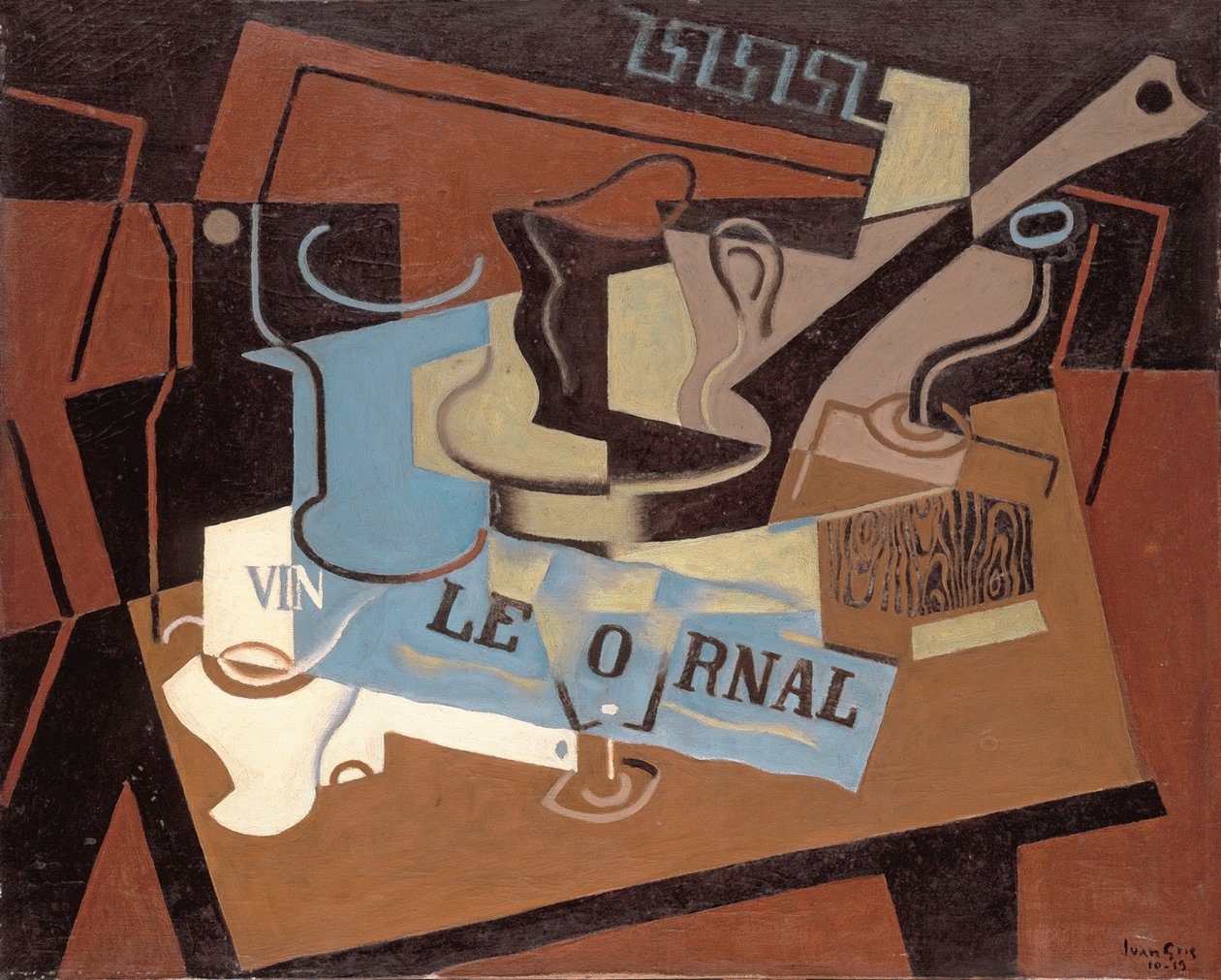 Kasserollen, af Gris, Juan (1887-1927). olie på lærred af Juan Gris
