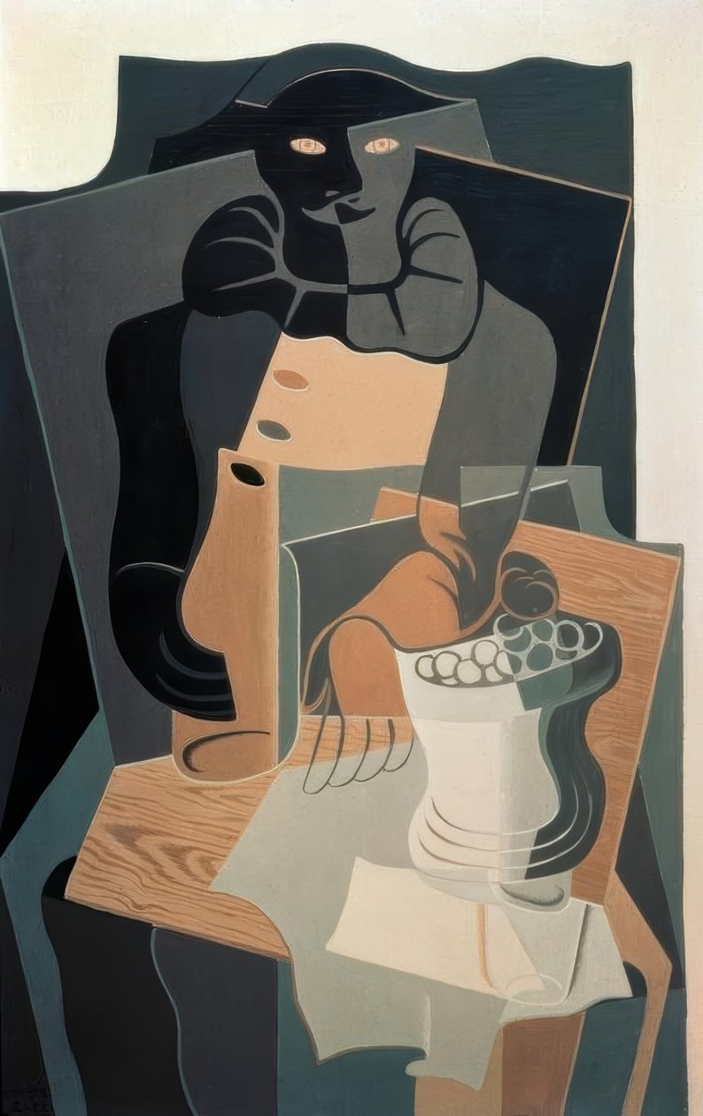 Harlekin ved bordet af Juan Gris
