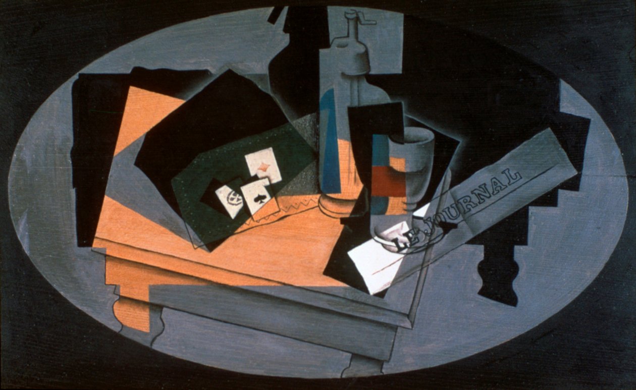 Spillekort og sifon, 1916. af Juan Gris