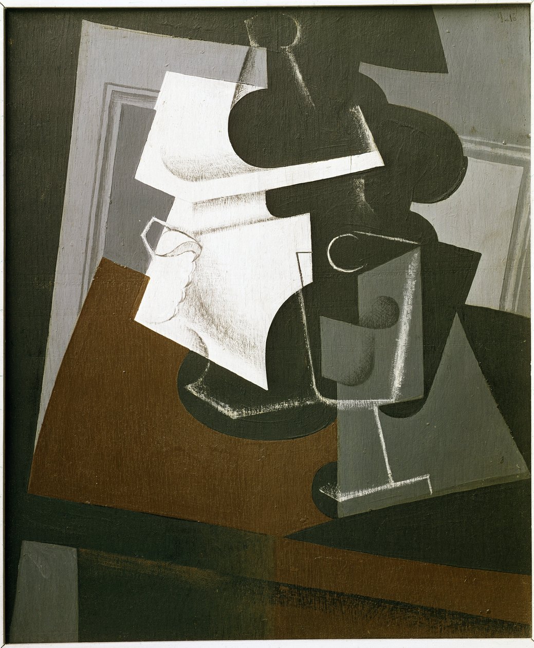 Stilleben på et bord - Olie på træ af Juan Gris