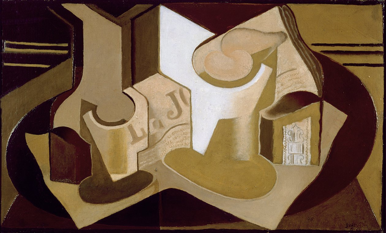 Stilleben med avis, 1921 af Juan Gris
