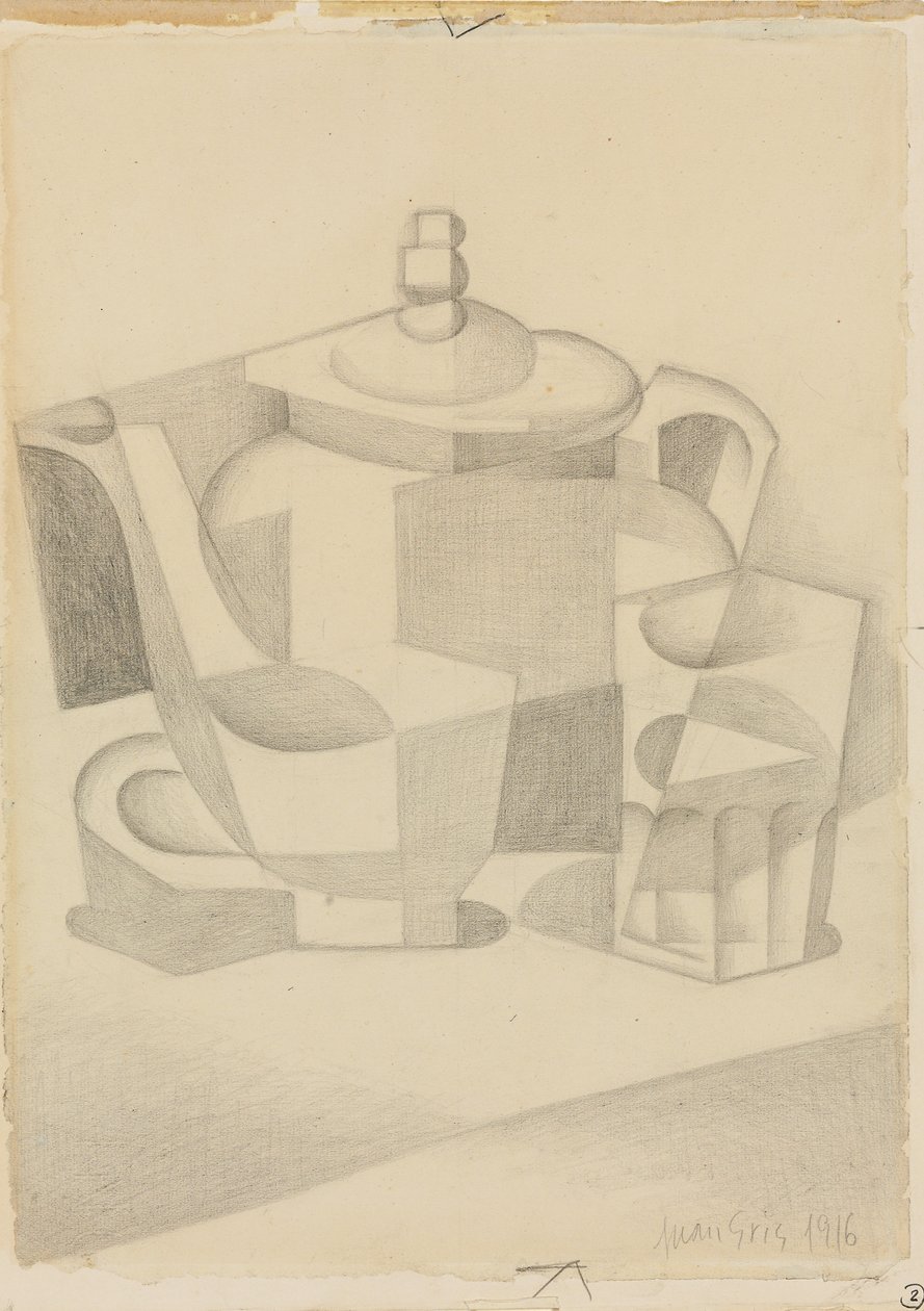 Stilleben med tekande; Nature morte a la theiere, 1916 af Juan Gris