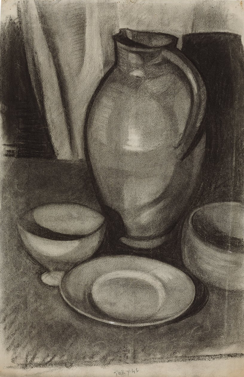 Stilleben med en kande; Nature morte a la cruche, 1910 af Juan Gris