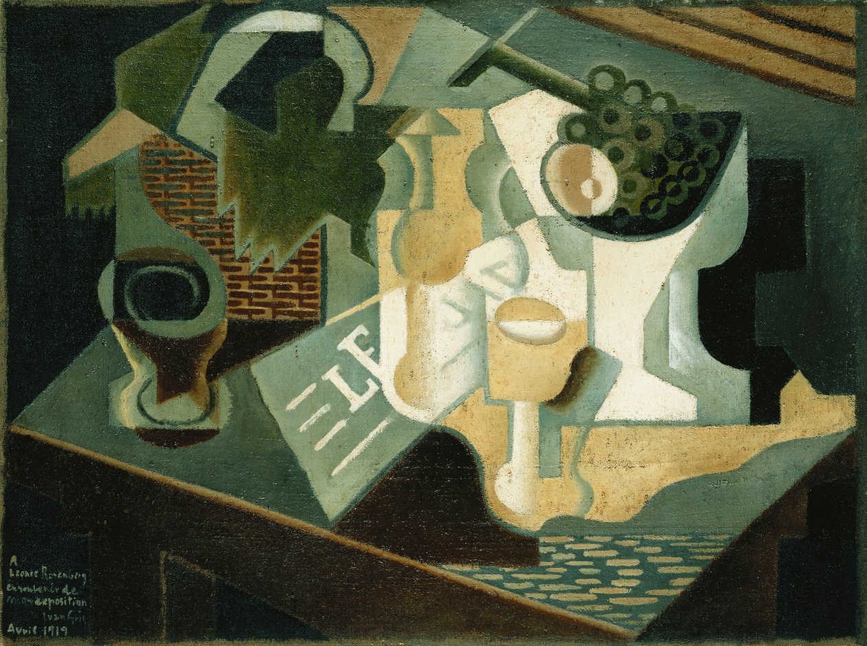 Bordet foran Bygningen; La Table Devant le Battiment, 1919 af Juan Gris