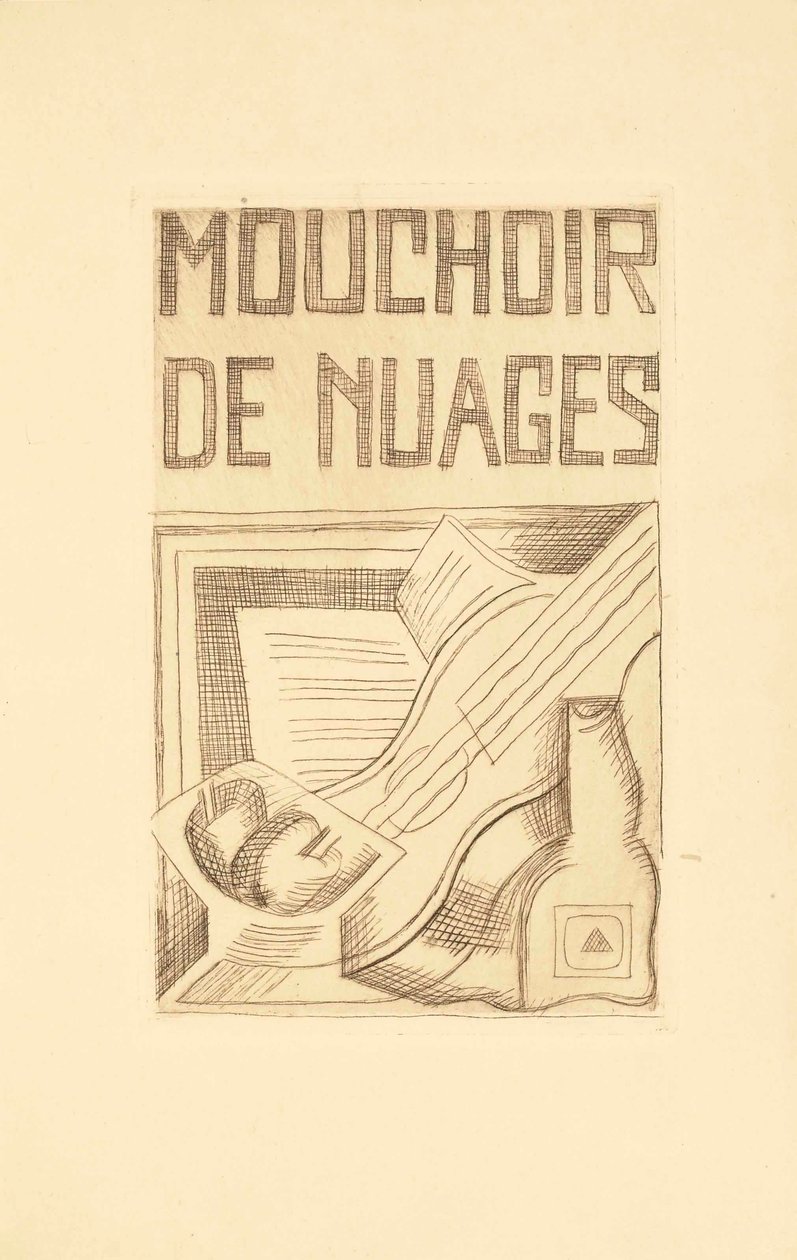 Titelside til Lommetørklæde af Skyer af Tristan Tzara (1896-1963) 1925 af Juan Gris