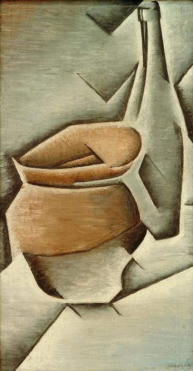Gryde og flaske af Juan Gris