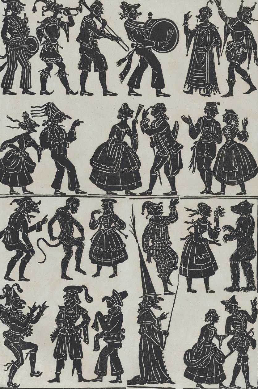 Ark 7 med figurer til kinesiske skyggedukker, 1859. af Juan Llorens