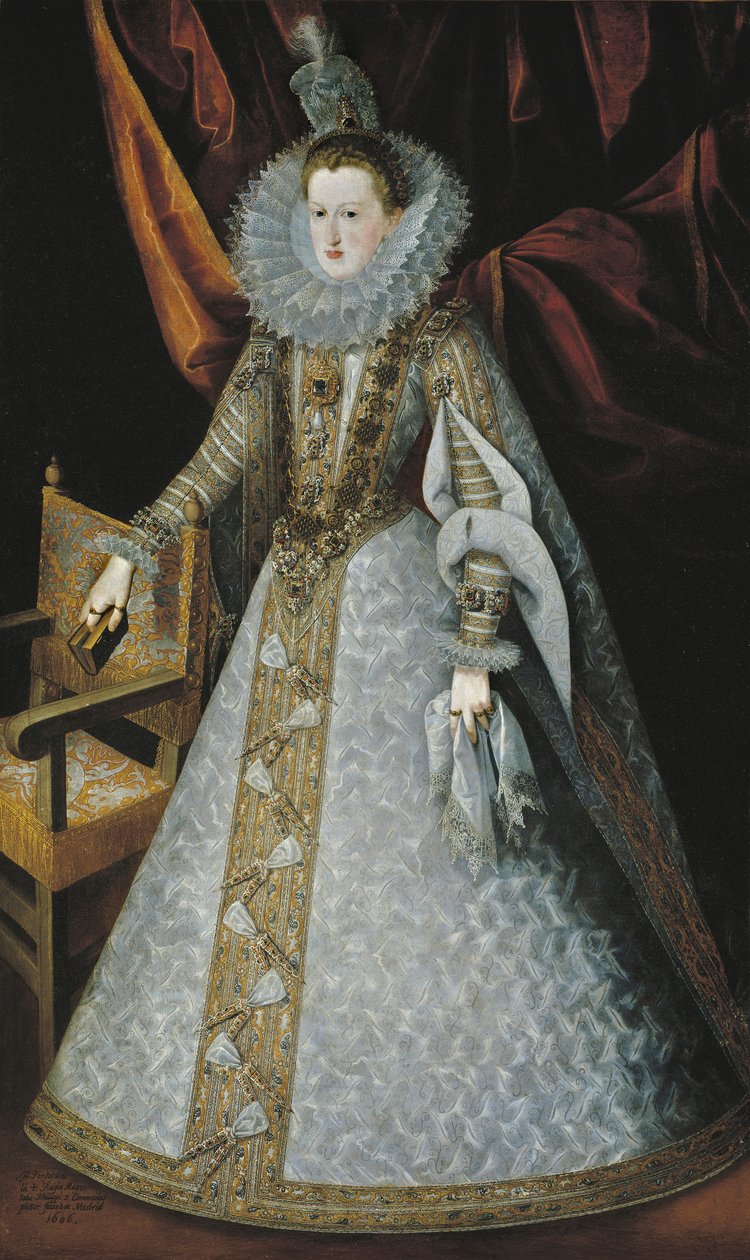 Margaret af Østrig Steiermark Ærkehertuginde af Østrig, daværende Dronning Gemalinde af Spanien - Portræt af Margarita af Østrig (1584-1611) af Pantoja de la Cruz, Juan (1553-1608) af Juan Pantoja de la Cruz