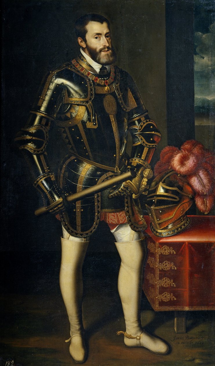 Portræt af Karl V af Spanien 1500-1558, 1605 af Juan Pantoja de la Cruz