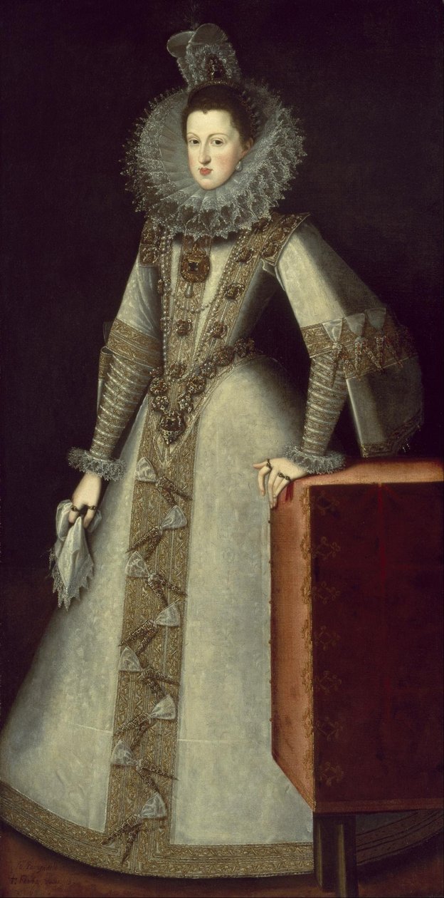 Portræt af Margaret af Østrig (1584-1611), dronning af Spanien. af Juan Pantoja de la Cruz