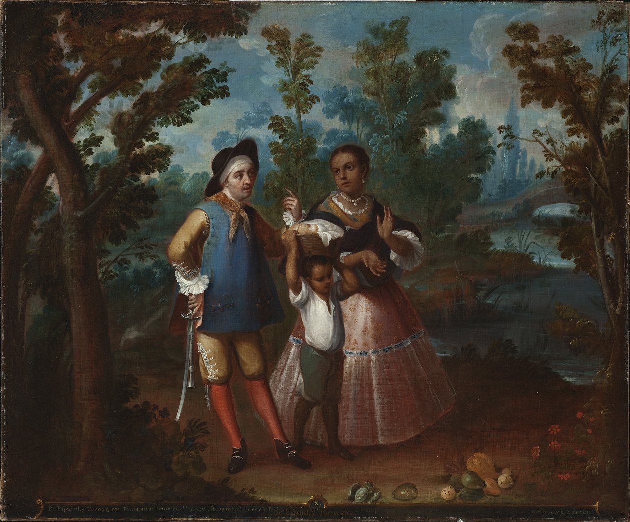 X. Fra spanier og vend tilbage baglæns, hold dig suspenderet i luften (X. De español y torna atrás, tente en el aire), ca. 1760 af Juan Patricio Morlete Ruiz