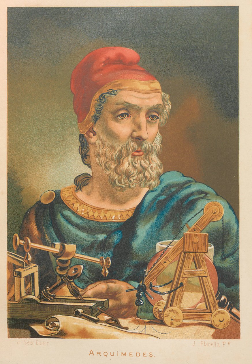 Archimedes fra Syracuse. Fra: Videnskaben og dens mænd, 1879. af Juan Planella y Rodríguez