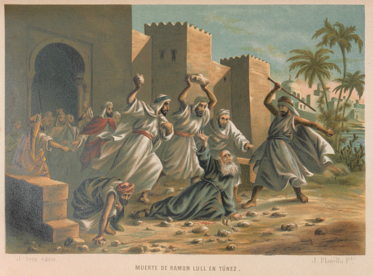 Ramon Llulls død. Fra: Videnskaben og dens mænd, 1879. af Juan Planella y Rodríguez