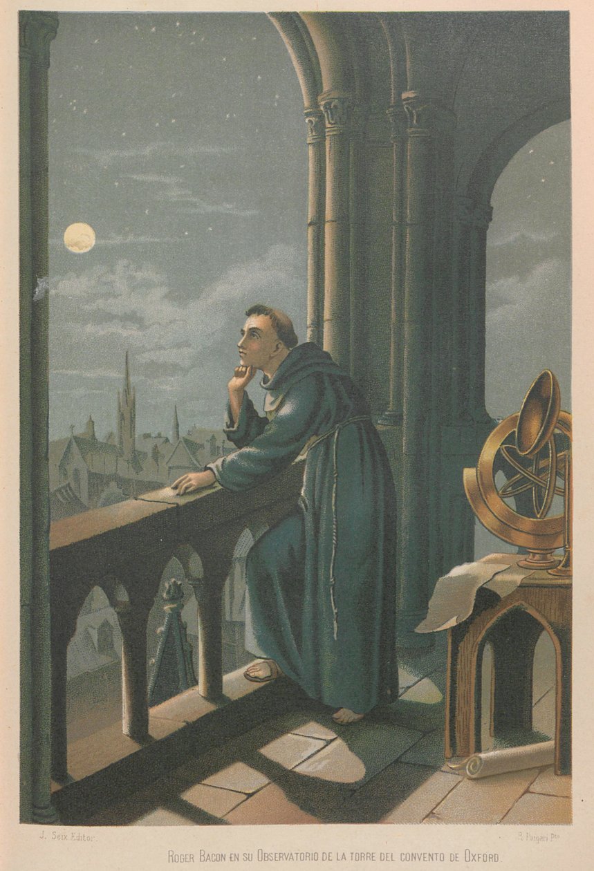 Roger Bacon. Fra: Videnskaben og dens mænd, 1879. af Juan Planella y Rodríguez