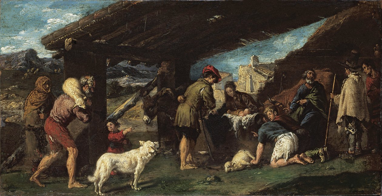 Hyrdernes tilbedelse - Maleri af Juan Ribalta (1597-1628), olie på kobber, omkring 1620 af Juan Ribalta