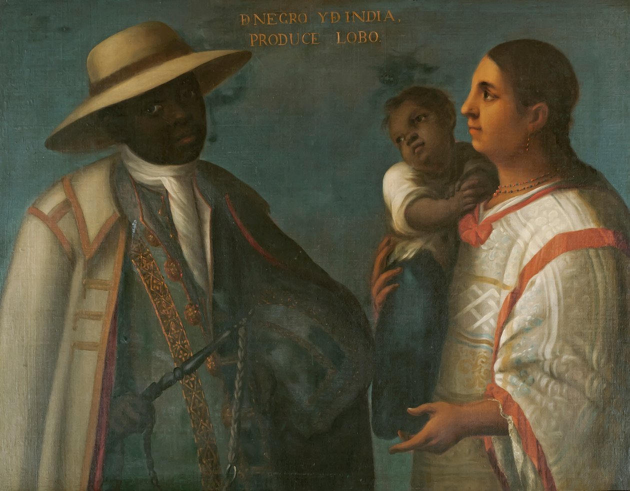 Sort og indisk frembringer en ulv, ca. 1715 af Juan Rodríguez Juárez