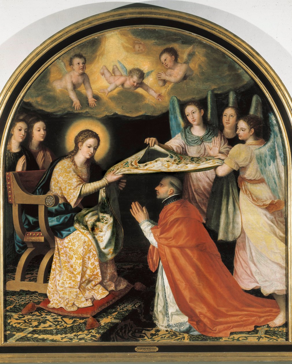 Præsentation af Chasublen ved Saint Ildefonso Maleri af Juan Sanchez Cotan (1561-1627) Olie på lærred Granada, Granada Museum of Fine Arts. af Juan Sanchez Cotan