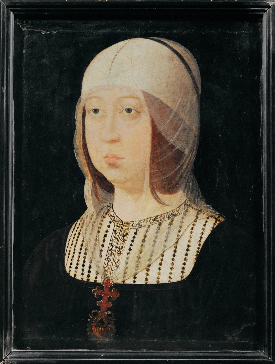 Isabella den katolske af Kastilien, hustru til Ferdinand af Aragonien ... (maleri på træ) af Juan de (attr. to) Flandes