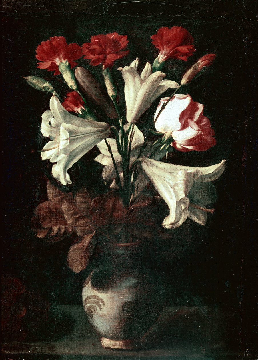 Florero (Liljer og nelliker i en vase) af Juan de (attr. to) Zurbaran