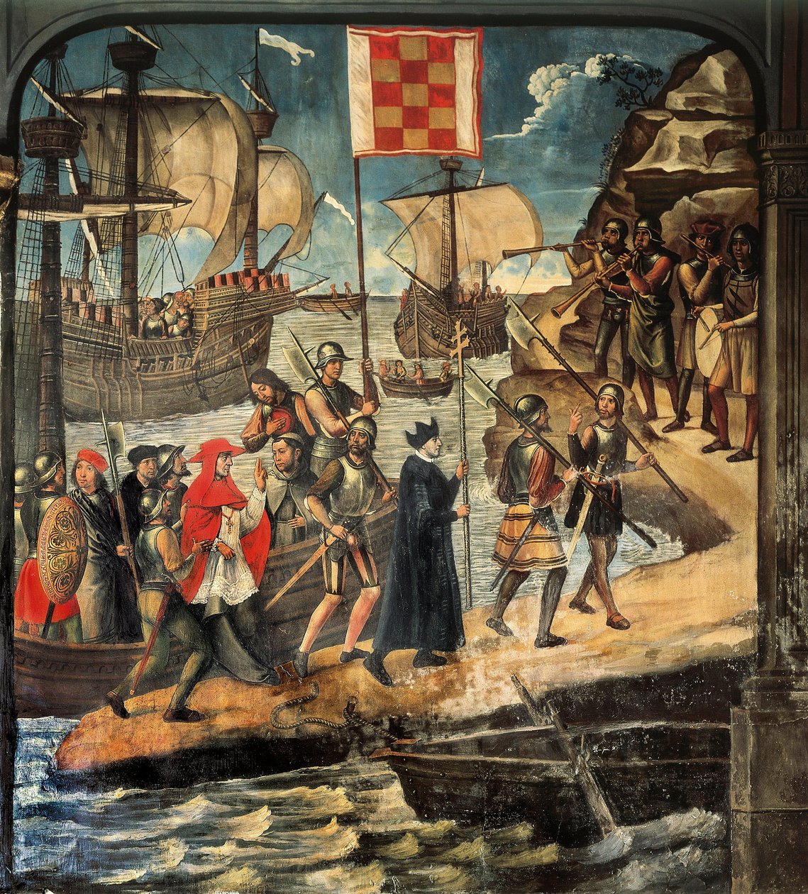 Kardinal Cisneros lander i Oran, ca. 1514 (fresko) af Juan de Borgoña