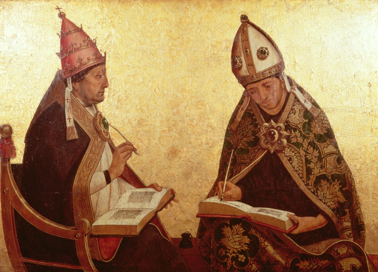 St. Gregory and St. Augustine, ca. 1510 (tempera og guld på panel) af Juan de Borgoña