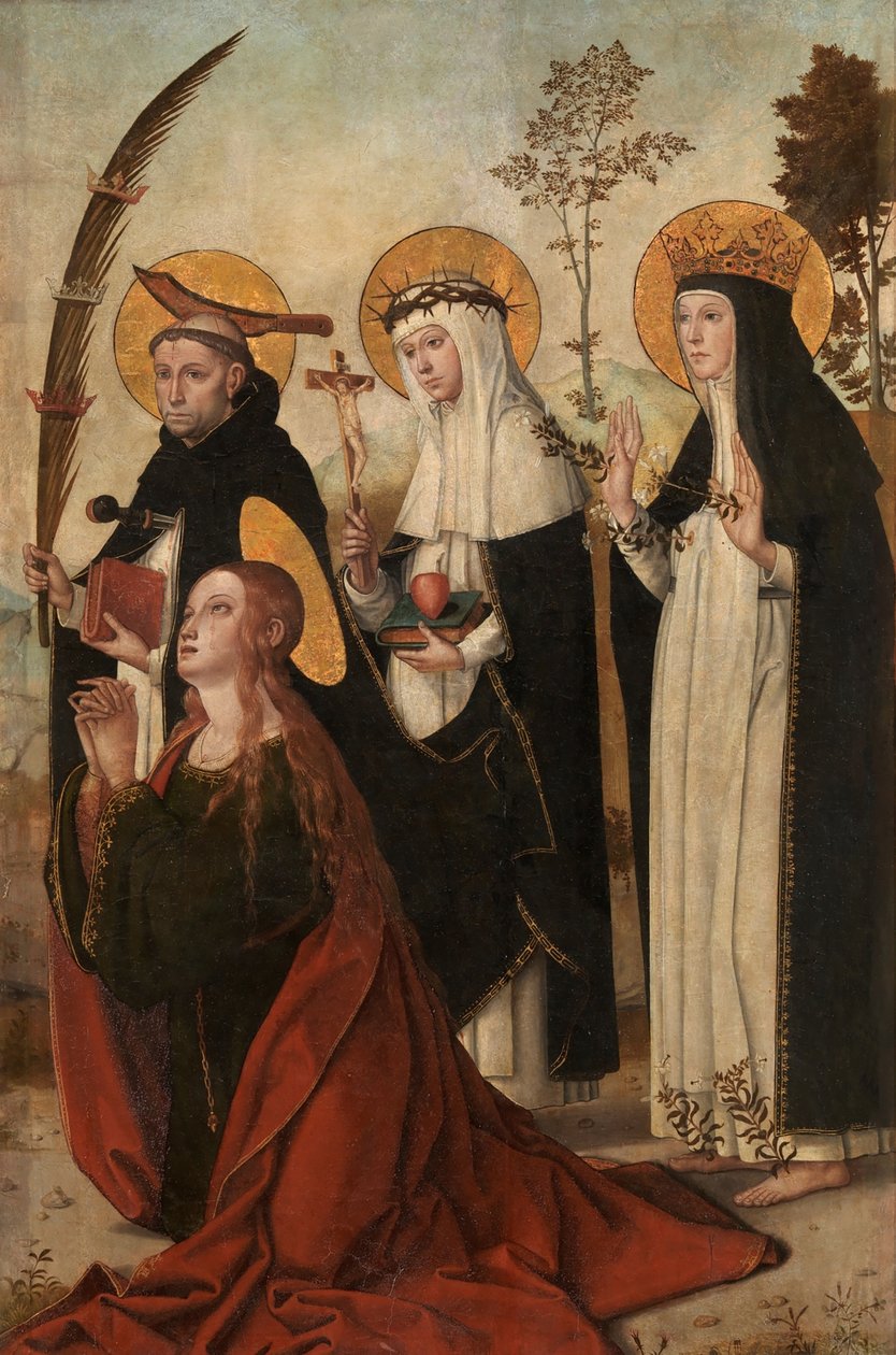 Maria Magdalene, Peter af Verona, Katarina af Siena og Margaretha af Ungarn af Juan de Borgoña