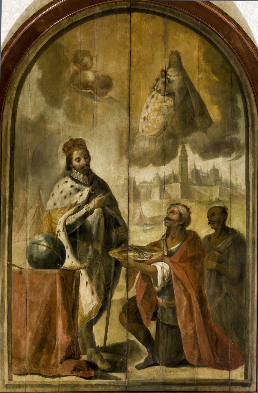 Ferdinand III de Castille - Overgivelsen af Sevilla - Rokoko: Den mauriske kong Axataf overrakte byens nøgler til kong Ferdinand par Espinal, Juan de (1714-1783), ca. 1750. Olie på træ, 300x200. Ayuntamiento de Sevilla af Juan de Espinal