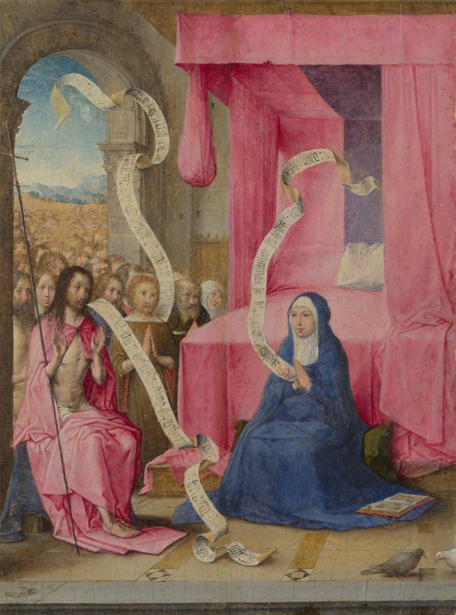 Kristus viser sig for Jomfruen med de forløste fra Det Gamle Testamente, ca. 1500 af Juan de Flandes