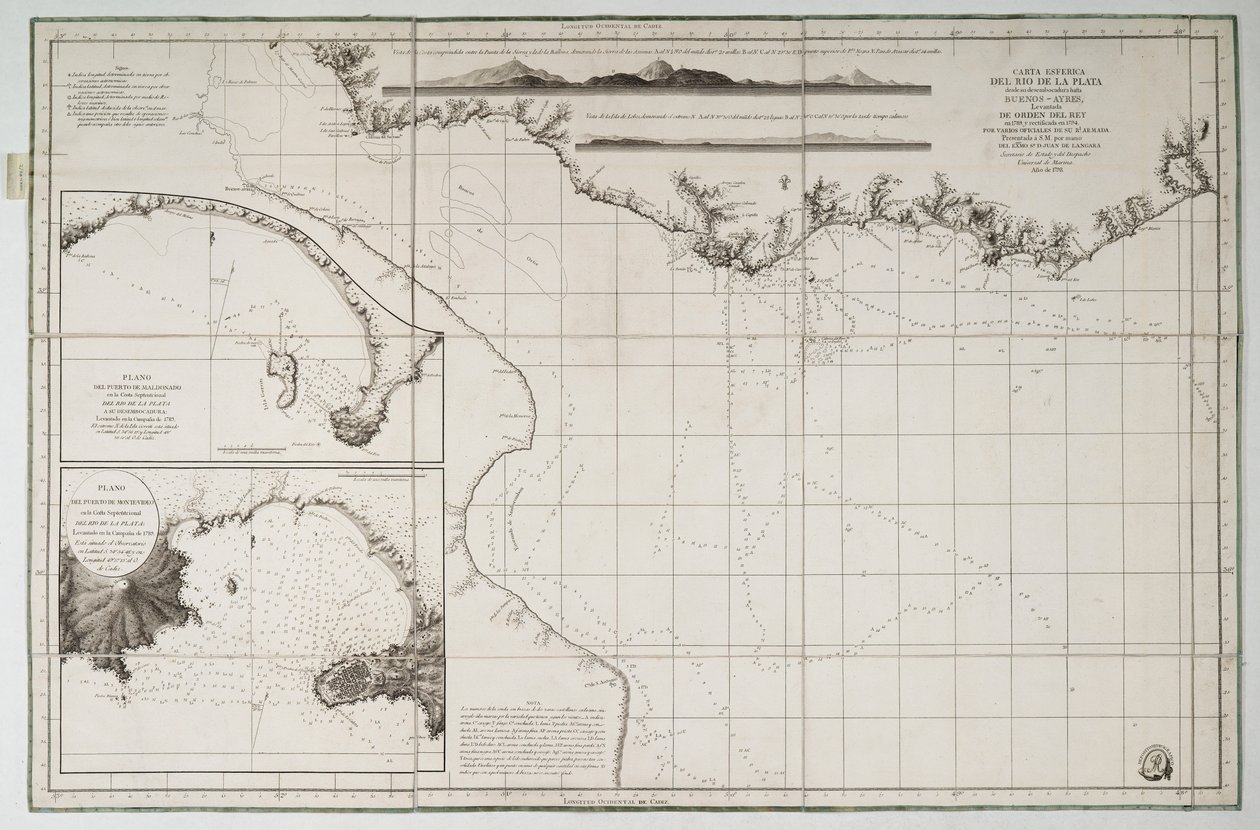 Kort over Sydamerika og Atlanterhavskysten af Juan de Langara