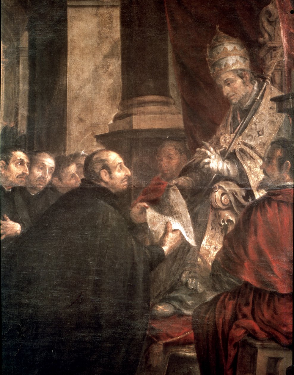 St. Ignatius modtager den pavelige tyr af grundlæggelsen af Jesu kompagni (jesuitter) fra pave Paul III af Juan de Valdes Leal