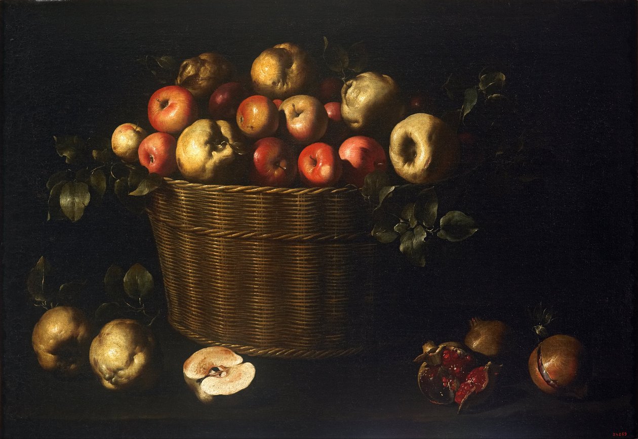 Kurv med æbler, kvæder og granatæbler af Juan de Zurbaran