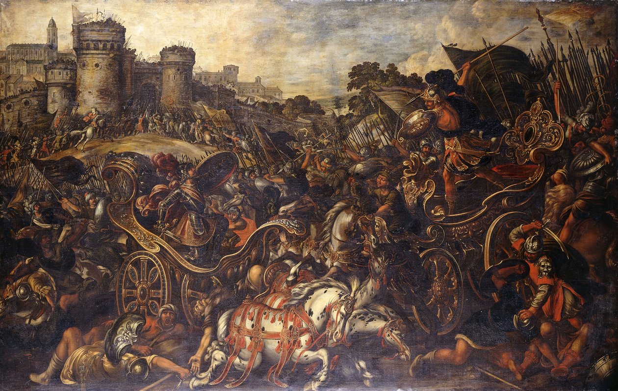 Achilles konfronterer Hector uden for Troy, af Juan de la Corte