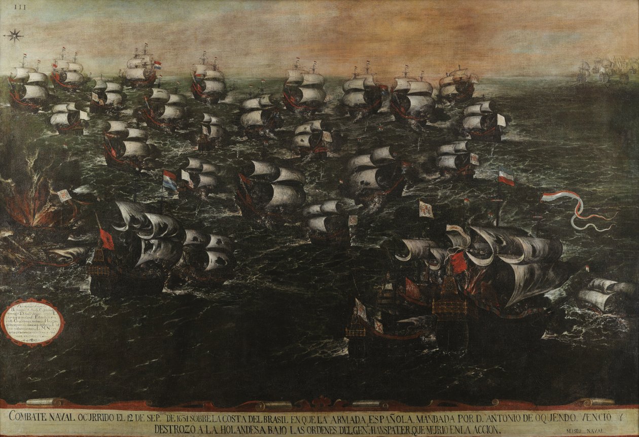 Søslaget ved Pernambuco eller Abrojos (view III). Omkring 1632 Tabel 3-v2-2 af Juan de la Corte