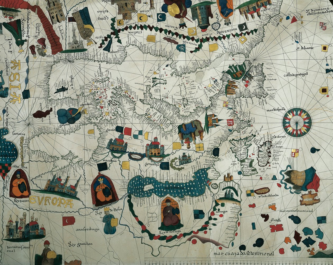 Europa, fra en 1800-tals kopi af den nautiske planisfære af Juan de la Cosa af Juan de la Cosa