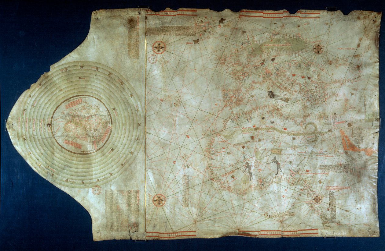 Søkort over Juan de la Cosa (1460-1510), kartograf-ledsager til navigatøren Christopher Columbus (1451-1506) af Juan de la Cosa