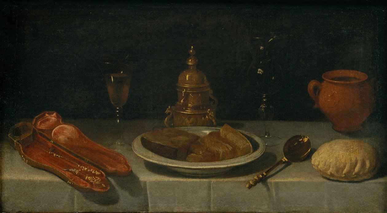 Stilleben og dækket bord af Juan van der Hamen