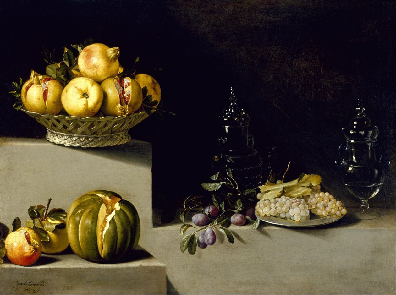 Stilleben med frugt og glas af Juan van der Hamen