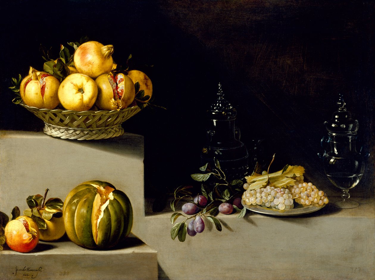Stilleben med frugt og glas, 1626 af Juan van der Hamen