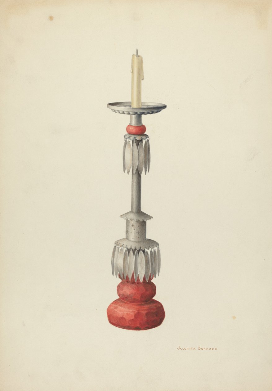 Lysestage en af et par, ca. 1941. af Juanita Donahoo