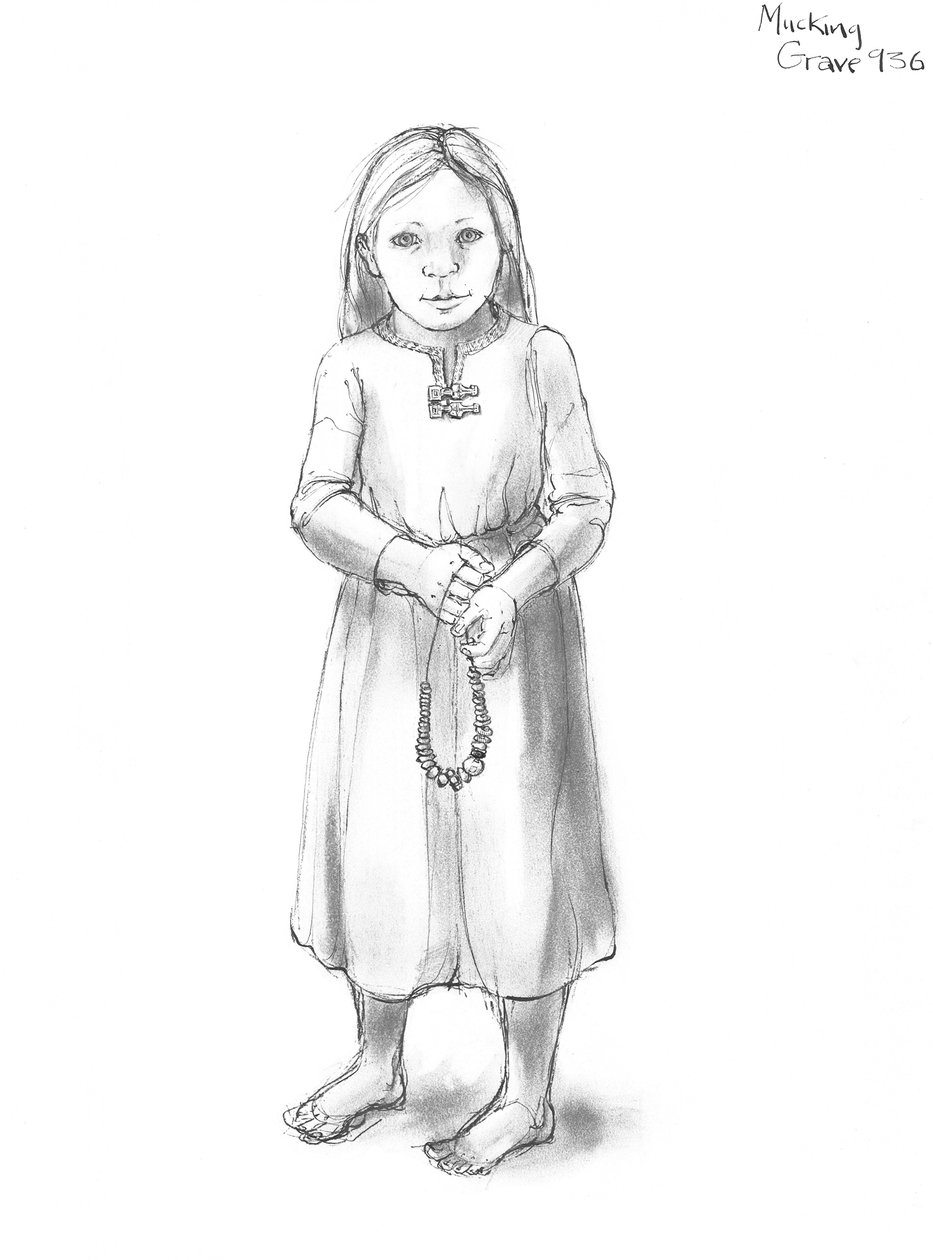 angelsaksisk pige, c5.-10. århundrede, c1990-2010 af Judith Dobie