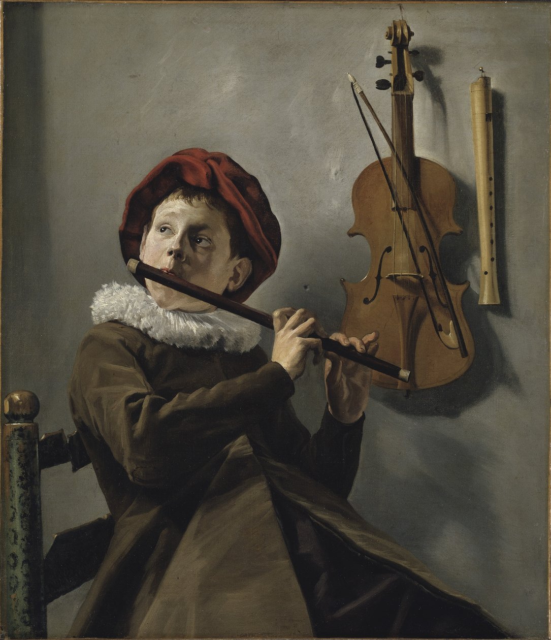 Boy Playing the Flute, ca. 1630 (olie på lærred) af Judith Leyster